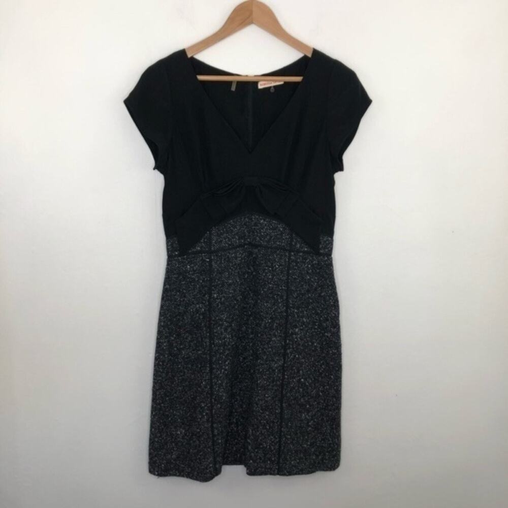 Rebecca Taylor Black Gray Tweed Twist Top Dress Size 10